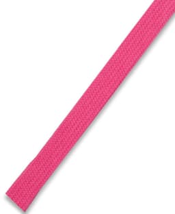 A pink drawcord, with a textured finish, designed for various clothing accessories. Includes a logo.
