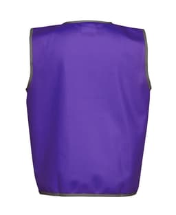 A purple sports vest with grey trim, featuring a logo on the back.