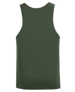 A green Podium Poly Singlet featuring a sleeveless design and a plain back with a logo.