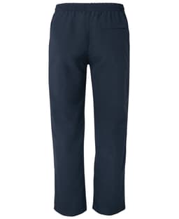 Track pants in navy blue with a drawstring waistband and a back pocket, featuring a small logo.