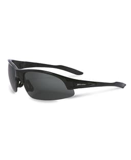 Polarised sunglasses in black, featuring a sleek design with a logo on the arm. Part of the JB's collection.