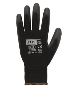 A black breathable glove with textured fingertips and a wrist cuff, featuring a logo and safety markings.