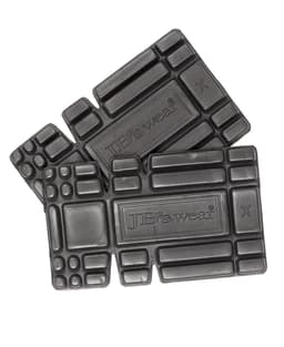 A pair of grey adjustable sizing knee pads with a textured surface, featuring a logo.