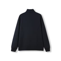 A navy women's half zip fleece jumper with fitted design and cuffed sleeves, featuring a logo on the back.