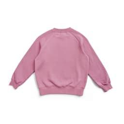 A pink kids' cotton sweatshirt featuring a raglan sleeve design and ribbed cuffs. The back view is showcased.