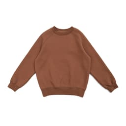 A brown kids' cotton sweatshirt with a round neck and long sleeves. The design features a simple, casual style.