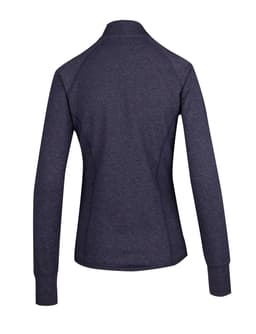 A dark grey women's jacket with long sleeves and a high collar, featuring a subtle logo.