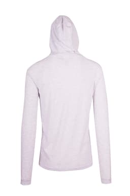 A light grey men's/unisex hoodie with a fitted design and a hood, featuring a logo on the back.