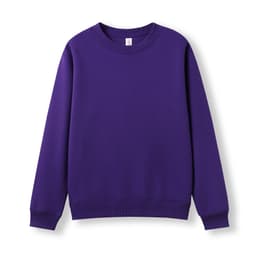 A purple crew neck jumper with long sleeves and ribbed cuffs, featuring a subtle logo.