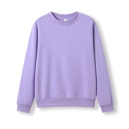 A purple kids' crew neck jumper with long sleeves and a ribbed collar. It features a subtle logo.