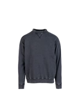 A unisex stone wash sweatshirt in a dark grey colour with a relaxed fit and a round neckline.