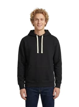 A purple and a blue heavy fleece hoodie are worn by two people, posing together against a white background.