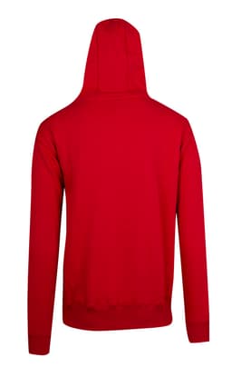 A red men's brushed heavy zip fleece hoodie with a hood and no visible logos.