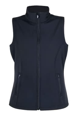 A black women's soft shell vest from the TEMPEST range, featuring a zip front and side pockets.