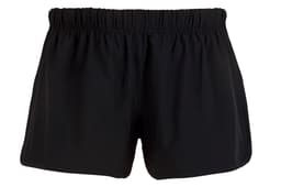 Black women's FLEX shorts featuring a comfortable elastic waistband and a four-way stretch design.