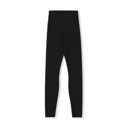 Black high-rise full-length leggings displayed against a white background, featuring a smooth waistband and no visible branding.