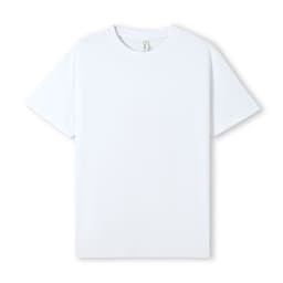 A white unisex Hype t-shirt with short sleeves and a tag, featuring a logo.