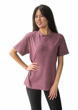 A stone wash T-shirt in dark grey featuring a standard crew neck and short sleeves. Includes a logo.