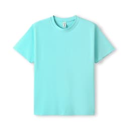 A mint green unisex modern fit t-shirt with short sleeves and a logo on the label.