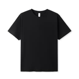 A black modern fit unisex t-shirt with a simple design and a label inside the neck.
