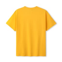 A yellow unisex modern fit t-shirt with short sleeves and a plain back design.