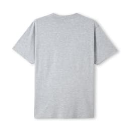 A grey unisex modern fit T-shirt viewed from the back. The shirt has a simple design and features a logo.
