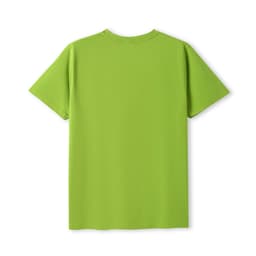 A unisex modern fit tee in a vibrant green colour, featuring a plain back without any graphics or logos.