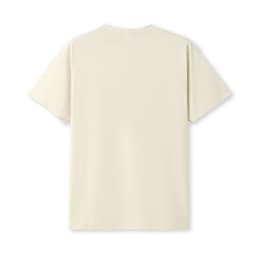 A beige modern fit unisex T-shirt with a simple, unembellished design and no visible branding.