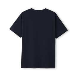 A black modern fit unisex T-shirt, showcasing the back design. Includes a logo on the fabric.