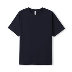 A navy unisex modern fit t-shirt with short sleeves and a round neckline. It features a logo on the label.