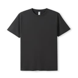 A modern fit unisex T-shirt in dark grey, featuring a simple design and a logo on the label.
