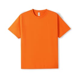 An orange unisex modern fit T-shirt with a crew neckline and short sleeves, featuring a logo.