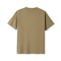 A unisex modern fit tee in a khaki colour, featuring a simple design and a logo.