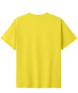 A yellow unisex modern fit tee with a plain back design and short sleeves.
