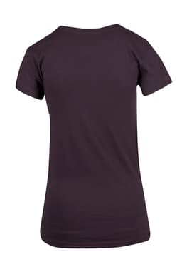 A women's modern fit T-shirt in dark grey, featuring short sleeves and a simple design with a logo.