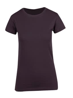 A women's modern fit T-shirt in black, featuring short sleeves and a round neckline. The shirt has a logo.