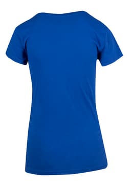 A blue women's modern fit T-shirt displayed from the back. It features a simple design and short sleeves.