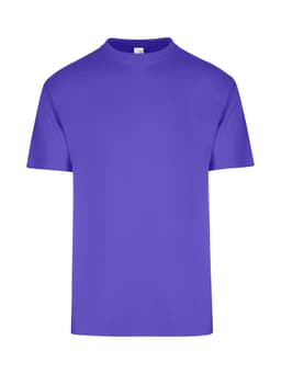 A purple unisex regular T-shirt with a crew neck and short sleeves, featuring a logo.