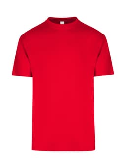 A red men's/unisex regular T-shirt with a classic crew neckline and short sleeves.