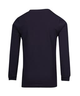 A black long sleeve T-shirt for kids, featuring a simple design and a round neckline.
