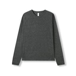A long sleeve t-shirt in a heather grey colour, featuring raglan sleeves and a logo.