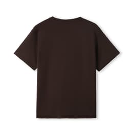 A brown kid's regular T-shirt displayed from the back, featuring a simple design and no visible logos.
