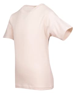 A kid's regular T-shirt in a plain beige colour, featuring a short sleeve design and a blank front.