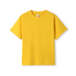 A yellow Kid's Regular T-shirt with short sleeves and a label inside. It features a simple design and no visible patterns.