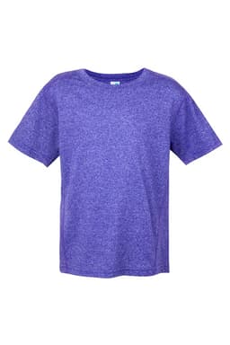 A purple heather T-shirt featuring a relaxed fit and short sleeves. The shirt includes a branding logo.