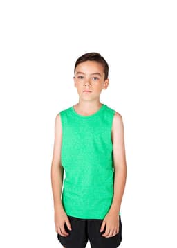 A green singlet tank top for kids, featuring a simple design and a casual fit.