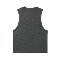 A grey sleeveless tee from the Greatness Range, featuring a smooth fabric and a simple design on the back.