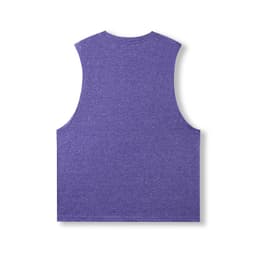 A purple sleeveless tee from the Greatness Range, featuring a simple design and a logo.