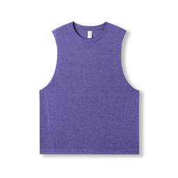 A purple sleeveless tee from the Greatness Range, featuring a simple design and a logo.