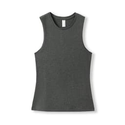A grey women's tank top made from combed cotton with a fitted design and a label inside.